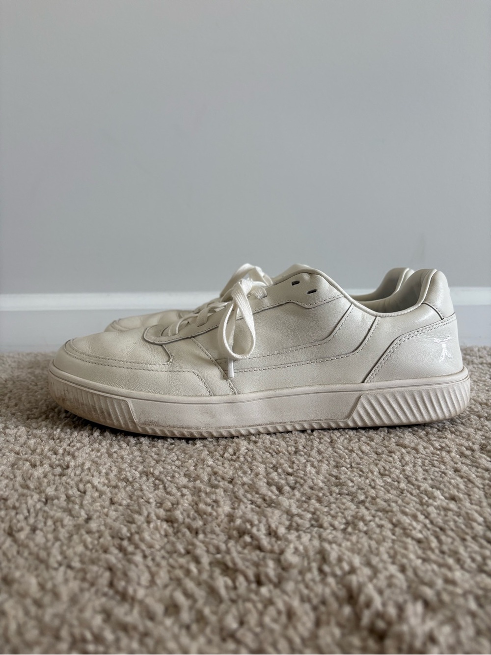 Wide Toe Box Flux White and Black Leather Sneaker Men’s Size 12 Healthy Footware